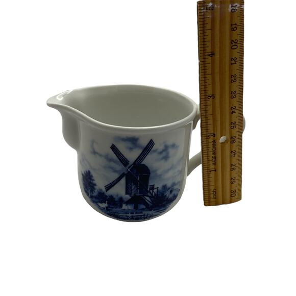 Blue Delft Blauw Windmill Creamer Pitcher White Holland Hand Decorated Small - Picture 11 of 12